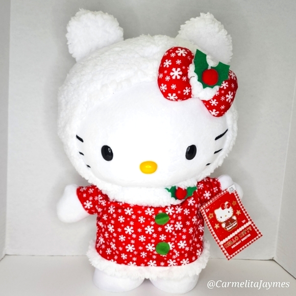 🎄 HELLO KITTY ❄️ Snowflake Fur Coat Door Greeter Official Sanrio Christmas 2024 - Picture 1 of 5